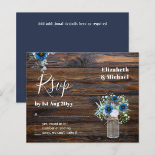 BUDGET Dusty Blue Floral RSVP Rustic Wedding