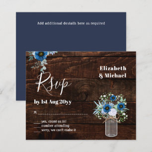 BUDGET Dusty Blue Floral RSVP Rustic Wedding