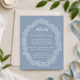 Budget Dusty Blue Floral Wreath Wedding Details