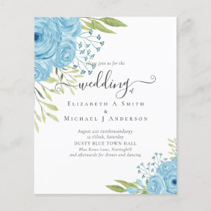 BUDGET Dusty Blue Flowers Lime Wedding Flyer