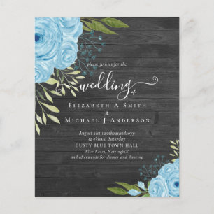 Budget Dusty Blue Flowers Lime Wedding Flyer