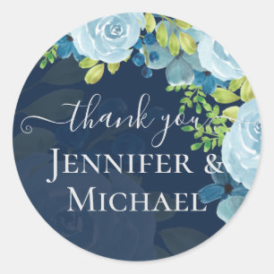 Budget Dusty Blue Flowers Sage Wedding Classic Round Sticker