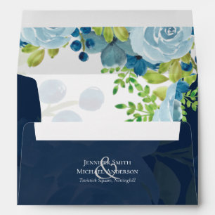 Budget Dusty Blue Flowers Sage Wedding Envelope