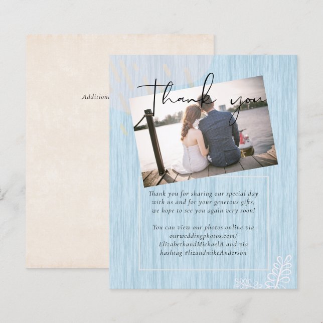 Budget Dusty Blue Gold Wedding Script (Front/Back)
