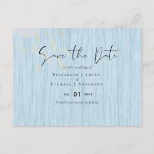 Budget Dusty Blue Gold Wedding Script Postcard