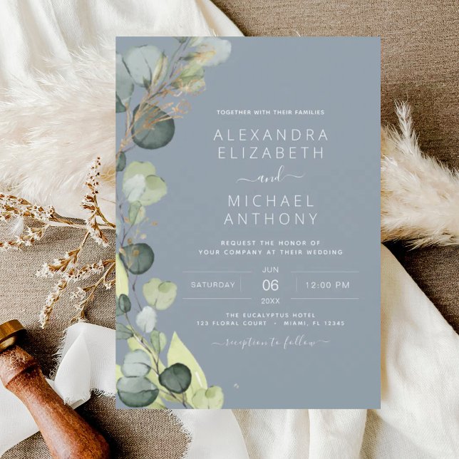 Budget Dusty Blue Greenery Eucalyptus Wedding (Creator Uploaded)