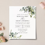 Budget Dusty Blue Greenery Wedding Invitation<br><div class="desc">This elegant collection features mixed watercolor greenery leaves paired with a classy serif & delicate sans font in black,  with a monogram on the back. Matching items available.</div>