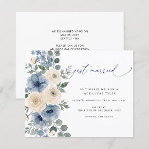 Budget Dusty Blue Ivory Blush Wedding Announcement