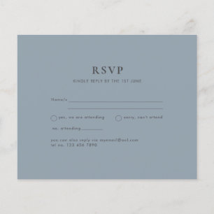 Budget Dusty Blue Monochrome Wedding RSVP Flyer