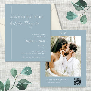 Budget Dusty Blue Qr Code Photo Wedding Flyer