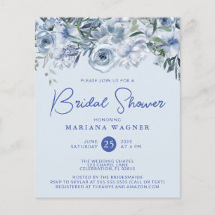 Budget Dusty Blue Romantic Floral Bridal Shower