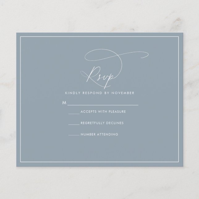 Budget Dusty Blue RSVP Flyer (Front)