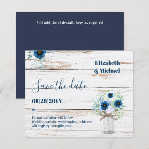 BUDGET Dusty Blue Save Dates Rustic Wedding