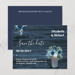 BUDGET Dusty Blue Save Dates Rustic Wedding