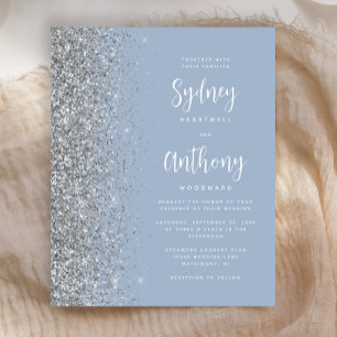 Budget Dusty Blue Silver Calligraphy Wedding