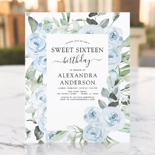 Budget Dusty Blue Sweet Sixteen Birthday Party