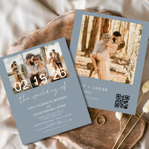 Budget Dusty Blue The Wedding of Photo QR code