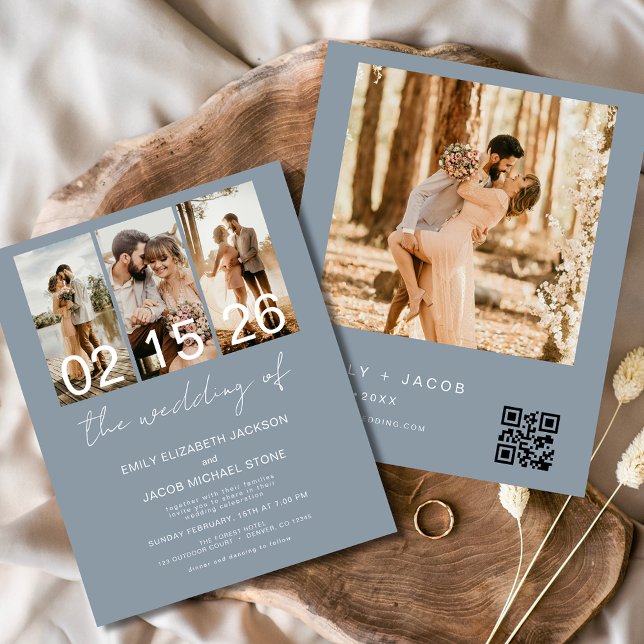 Budget Dusty Blue The Wedding of Photo QR code (Creator Uploaded)