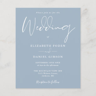 Budget Dusty Blue Wedding Invitation