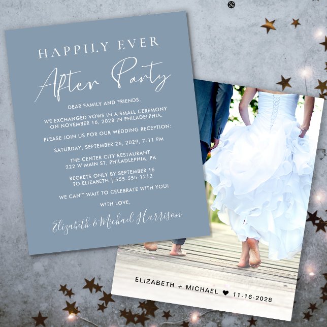 Budget Dusty Blue Wedding Reception Invitation (Your love story deserves a grand celebration!)