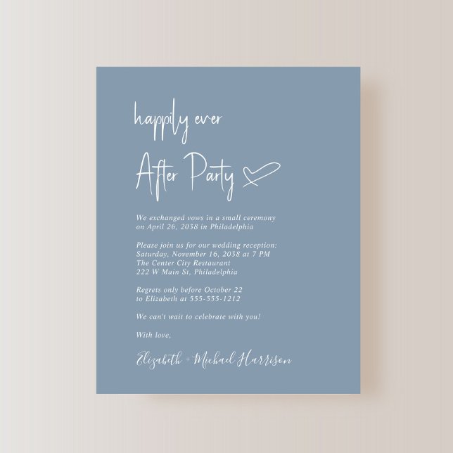 Budget Dusty Blue Wedding Reception Invitation (Creator Uploaded)