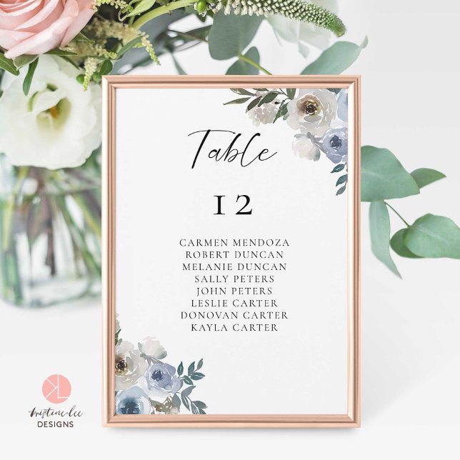 Budget Dusty Blue Wedding Table Seating Chart (Creator Uploaded)