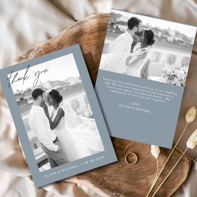 Budget Dusty Blue Wedding Thank You Cards (Creator Uploaded)