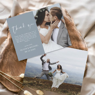 Budget Dusty Blue Wedding Thank You Photo