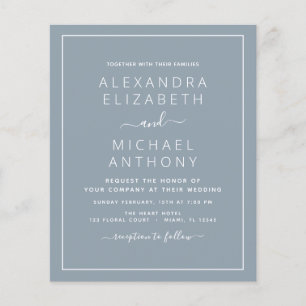 Budget Dusty Blue Wedding with Photo Invitation Fl Flyer