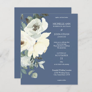 Budget Dusty Blue & White on Blue Floral Wedding