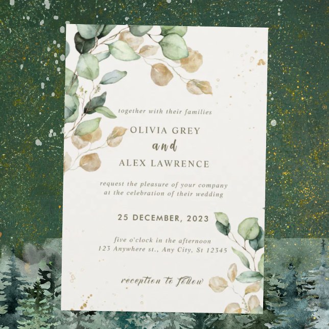 Budget Dusty Elegant Greenery Wedding Invitation (Creator Uploaded)