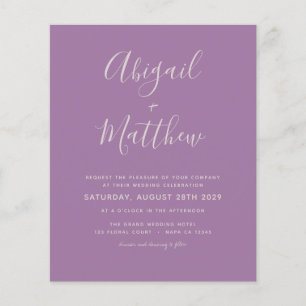 Budget Dusty Lilac Modern Photo Wedding Invitation