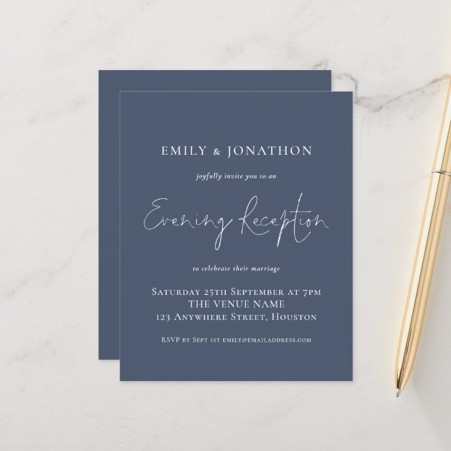 Budget Dusty Navy Blue Wedding Evening Reception (Front/Back In Situ)