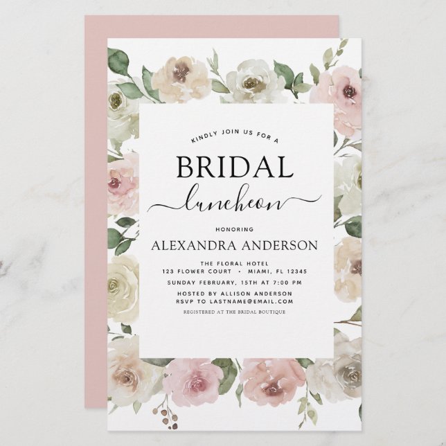Budget Dusty Pink Bridal Shower Luncheon Floral (Front/Back)