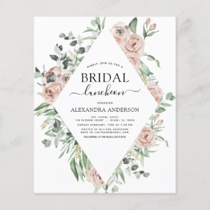 Budget Dusty Pink Bridal Shower Luncheon Flyer