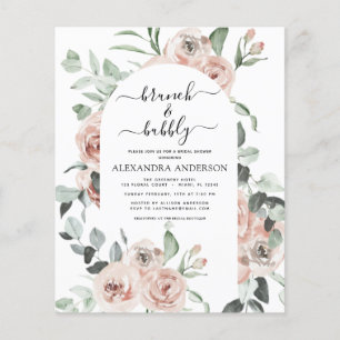 Budget Dusty Pink Brunch & Bubbly Bridal Shower Flyer
