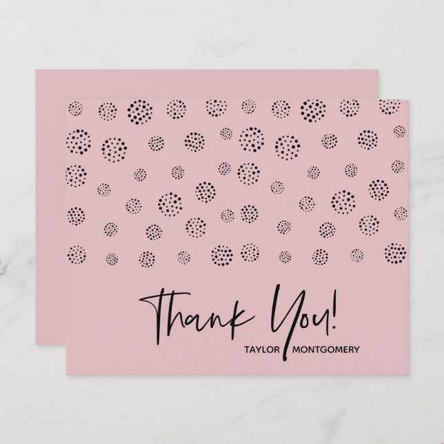 Budget Dusty Pink Dotted Thank You Cards (Front/Back)