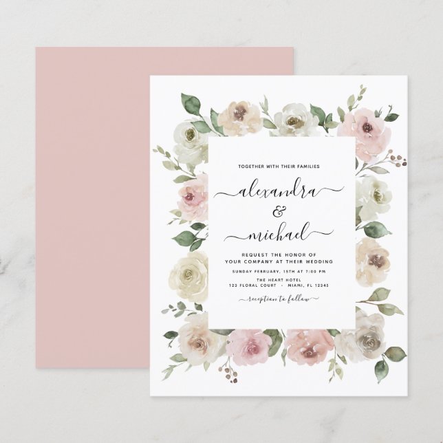 Budget Dusty Pink Floral Eucalyptus Wedding (Front/Back)