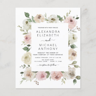 Budget Dusty Pink Floral Eucalyptus Wedding Flyer