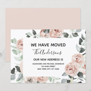Budget Dusty Pink Floral Moving Announcement