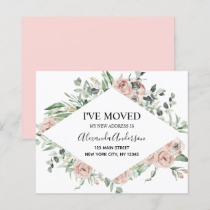 Budget Dusty Pink Floral Moving Announcement