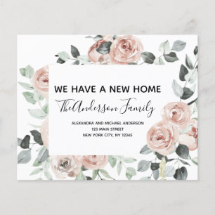 Budget Dusty Pink Floral Moving Announcement Flyer
