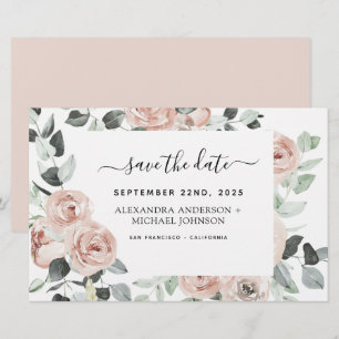 Budget Dusty Pink Floral Save the Date Invitation