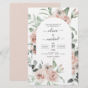 Budget Dusty Pink Floral Wedding Invitation