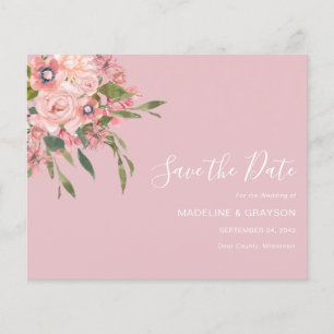 BUDGET Dusty Pink Floral Wedding Save the Date