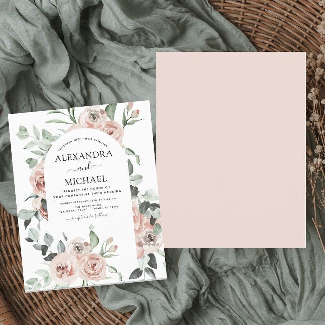 Budget Dusty Pink Greenery Wedding Invitations (Creator Uploaded)