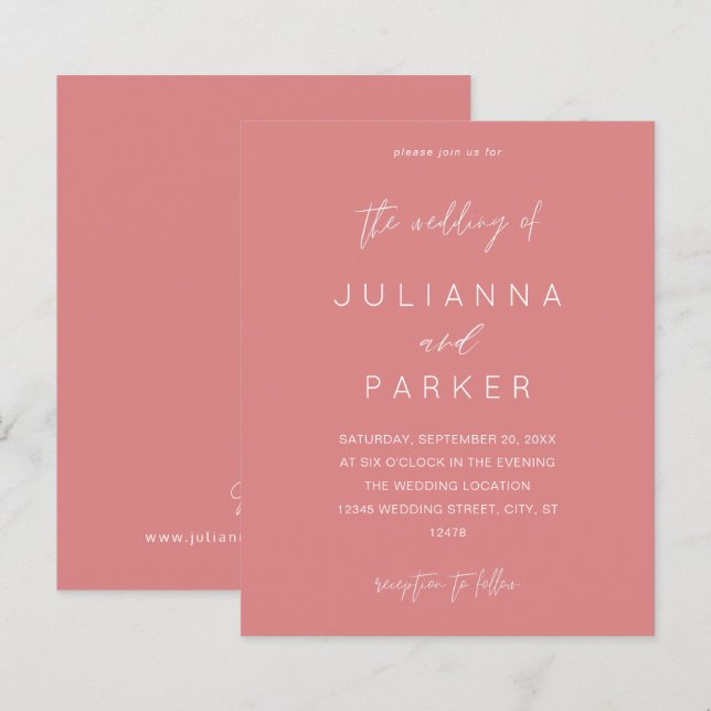 Budget Dusty Pink MOD Calligraphy Wedding (Front/Back)