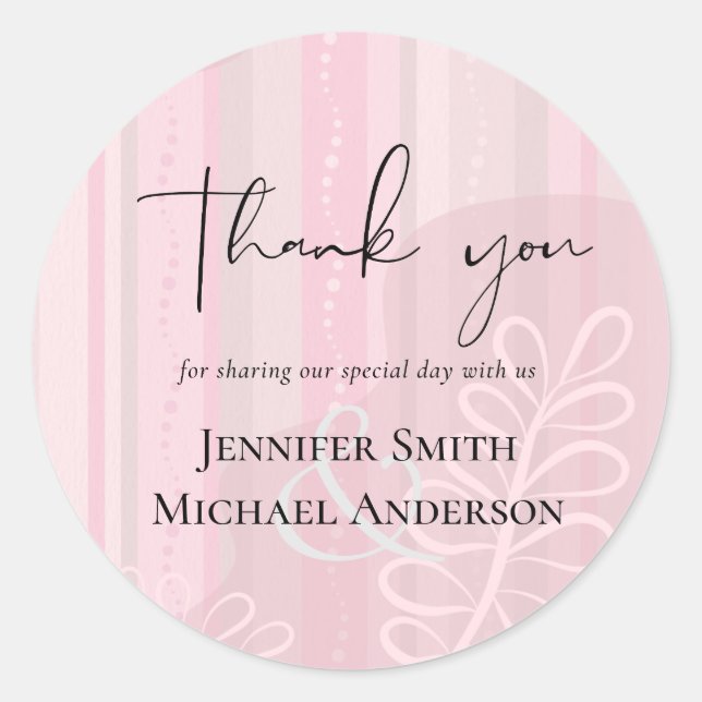 Budget Dusty Pink Modern Abstract Wedding Classic Round Sticker (Front)