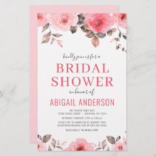 Budget Dusty Pink Rose Bridal Shower Invitation