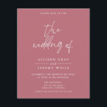 Budget Dusty Pink Wedding Invitation Flyer<br><div class="desc">This card features a handwritten font and modern minimalist design. Easily change the colours and edit *most* wording to meet the needs of your occasion. This invite is perfect for your contemporary, industrial, or bohemian wedding celebration. Budget Paper is thin! ***Upgrade for a thicker paper. Envelopes are not included with...</div>